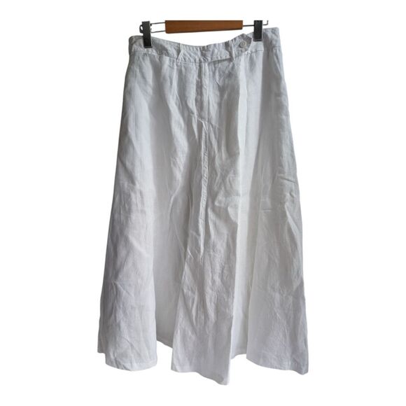 Grace Elements White 💯 Linen Midi A Line Skirt Size M Us6 - Picture 9 of 11